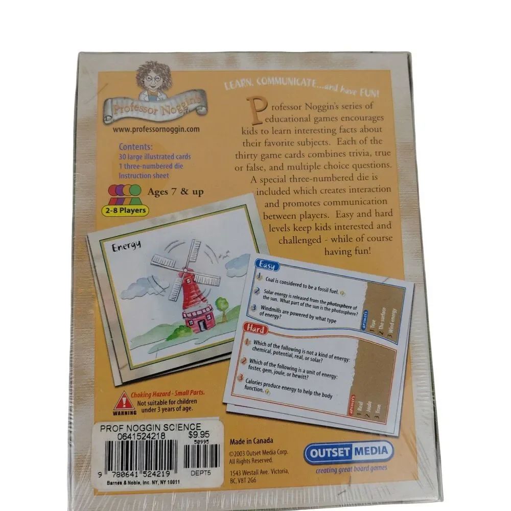 Professor Noggin’s American Revolution, Canada, Science, US History Card Games
